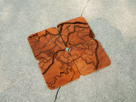 Leather Greenway Coaster Set